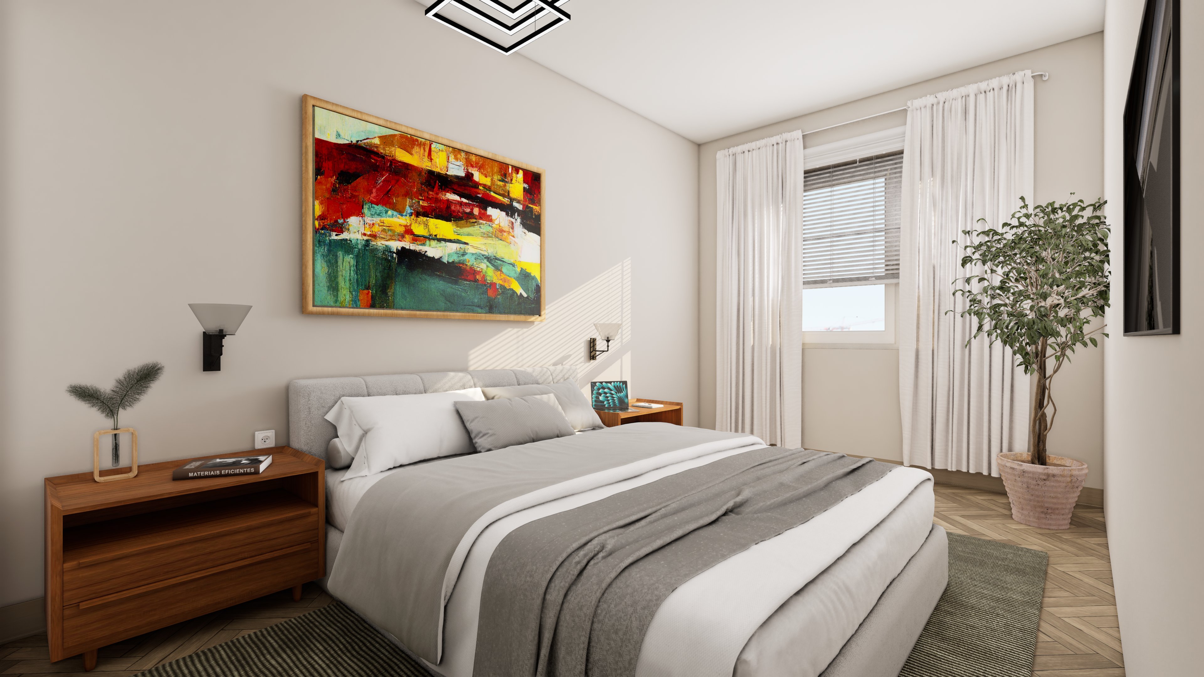 Modern bedroom interior 3D visualization by NovaViz3D