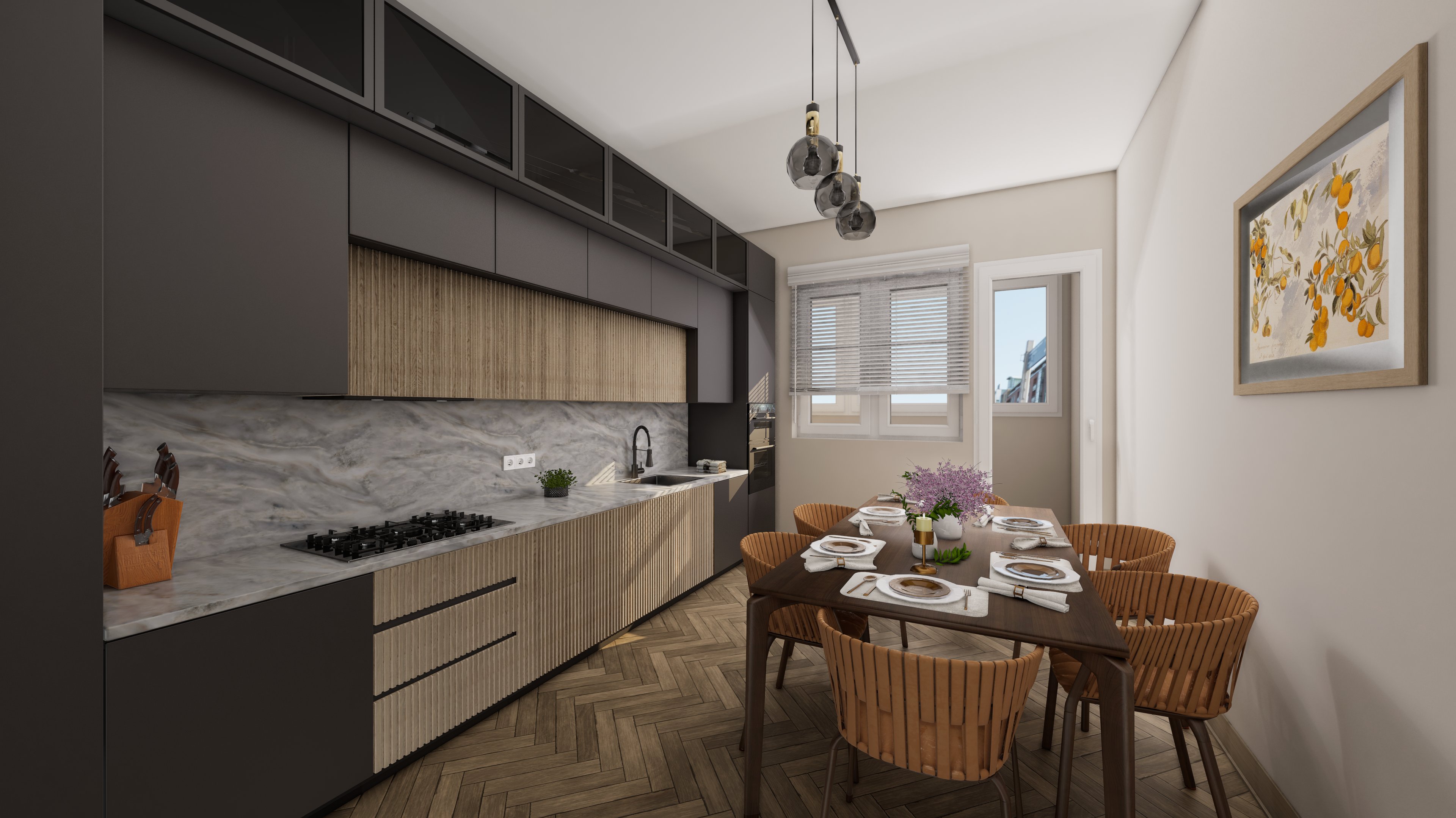 Modern kitchen interior 3D render by NovaViz3D